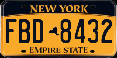 NY license plate FBD8432