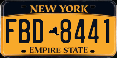 NY license plate FBD8441