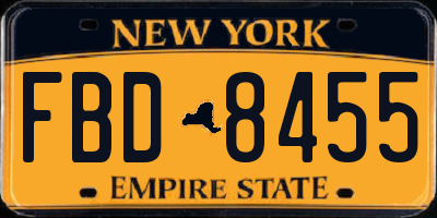 NY license plate FBD8455