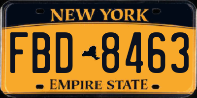 NY license plate FBD8463