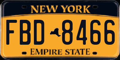 NY license plate FBD8466