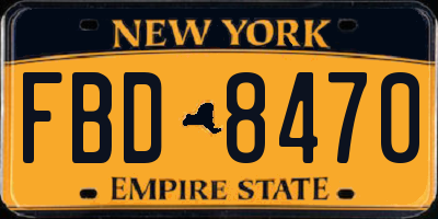 NY license plate FBD8470