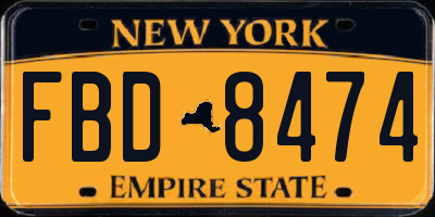 NY license plate FBD8474