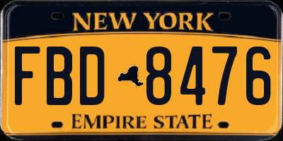 NY license plate FBD8476
