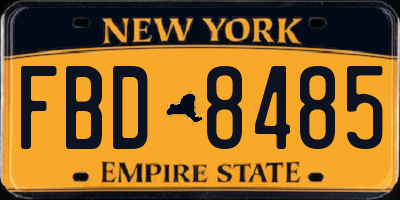 NY license plate FBD8485