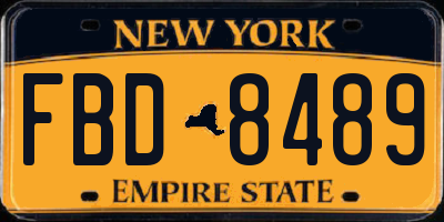 NY license plate FBD8489
