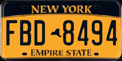 NY license plate FBD8494
