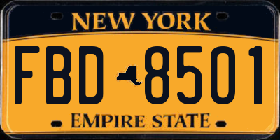 NY license plate FBD8501