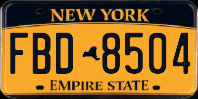 NY license plate FBD8504