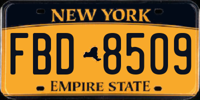 NY license plate FBD8509