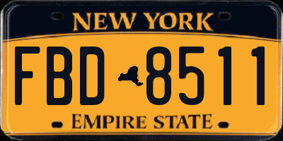 NY license plate FBD8511