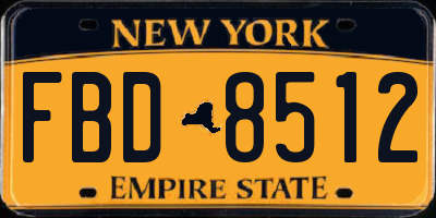 NY license plate FBD8512