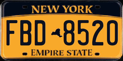 NY license plate FBD8520