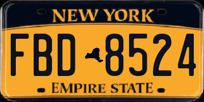 NY license plate FBD8524