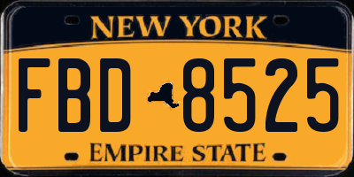 NY license plate FBD8525