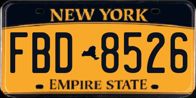 NY license plate FBD8526