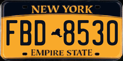 NY license plate FBD8530