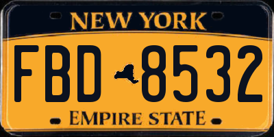 NY license plate FBD8532