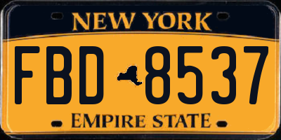 NY license plate FBD8537