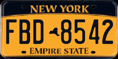 NY license plate FBD8542