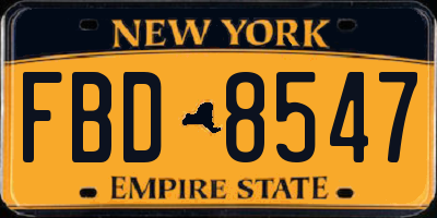 NY license plate FBD8547