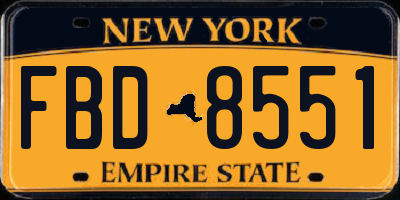 NY license plate FBD8551