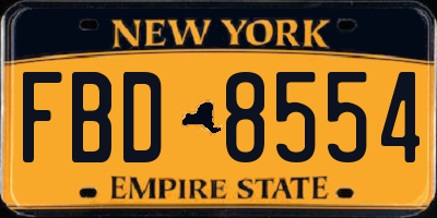 NY license plate FBD8554
