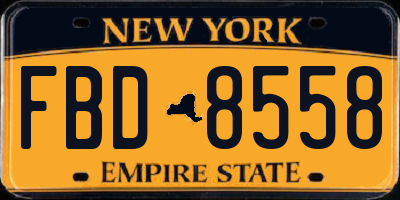 NY license plate FBD8558