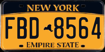 NY license plate FBD8564