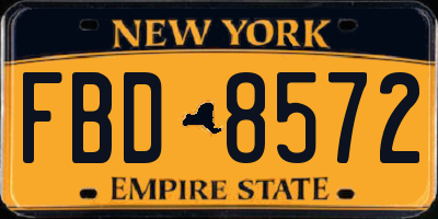 NY license plate FBD8572