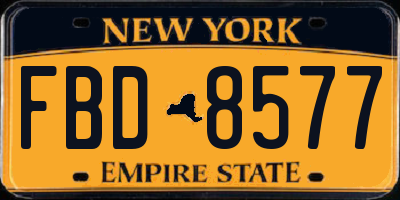 NY license plate FBD8577