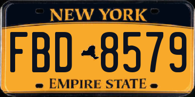 NY license plate FBD8579