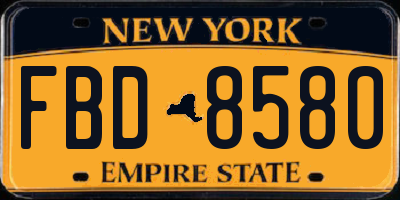 NY license plate FBD8580