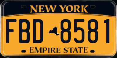 NY license plate FBD8581