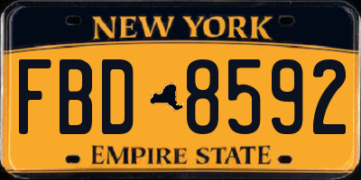 NY license plate FBD8592