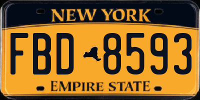 NY license plate FBD8593
