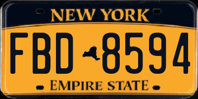 NY license plate FBD8594