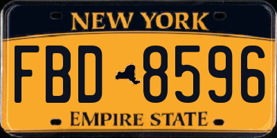 NY license plate FBD8596