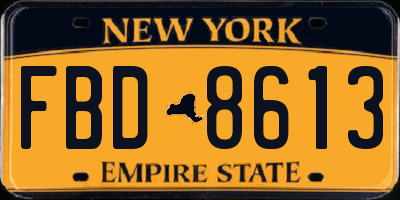 NY license plate FBD8613