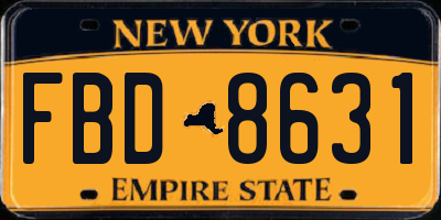 NY license plate FBD8631