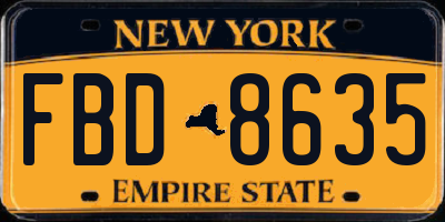 NY license plate FBD8635