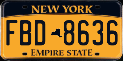 NY license plate FBD8636