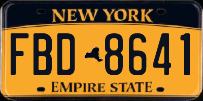 NY license plate FBD8641