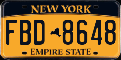 NY license plate FBD8648