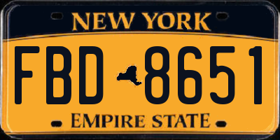 NY license plate FBD8651
