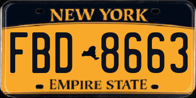 NY license plate FBD8663