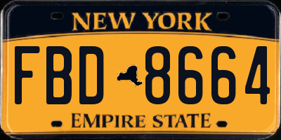 NY license plate FBD8664