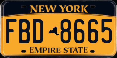 NY license plate FBD8665