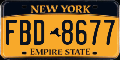 NY license plate FBD8677
