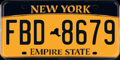 NY license plate FBD8679